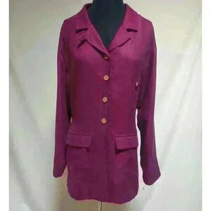 NWOT Baldanza Sportivo‎ M 100% Silk Wine Trench Look Jacket/Top Back Tie Waist